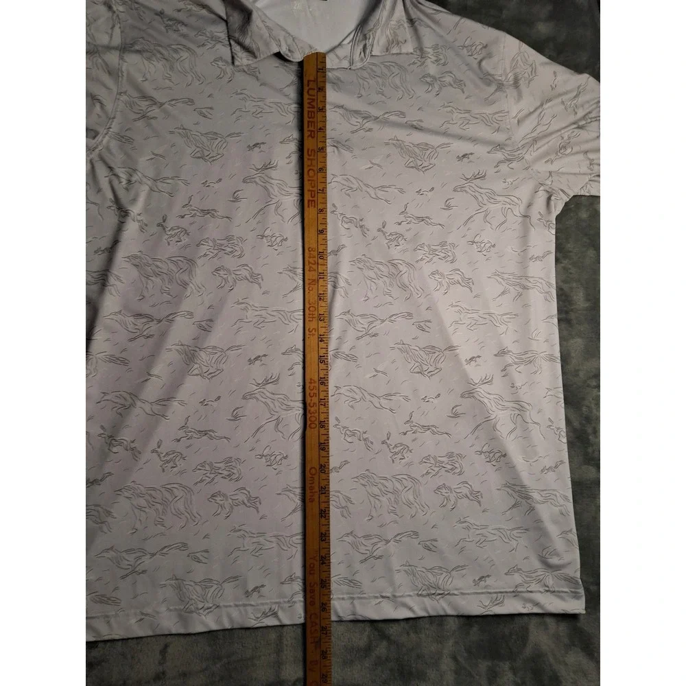 Waggle Golf Polo Mens 2XL Grey Wildlife Print Performance Stretch Short Sleeve - Picture 9 of 12